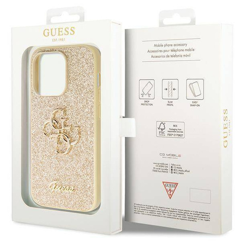 Original Case IPHONE 14 PRO Guess Hardcase Glitter Script Big 4G