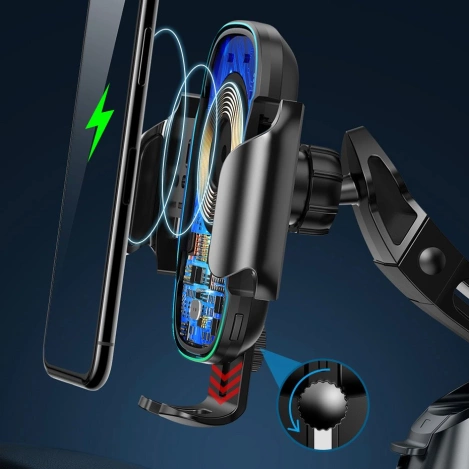 Baseus automatyczny elektryczny uchwyt samochodowy bezprzewodowa ładowarka Qi 15W czarny (WXHW03-01)