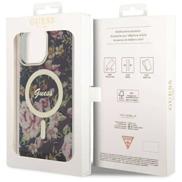 Guess GUHMP14XHCFWSK iPhone 14 Pro Max 6,7&quot; schwarz/schwarz Hardcase Flower MagSafe