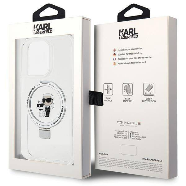 Karl Lagerfeld KLHMP14LHMRSKCH iPhone 14 Pro 6.1&quot; white/white hardcase Ring Stand Karl&amp;Choupette MagSafe