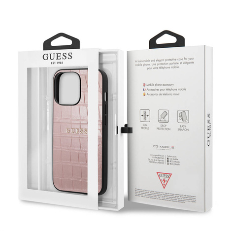 Guess nakładka do iPhone 13 Pro 6,1" GUHCP13LPCRBPI różowa hard case Croco Collection