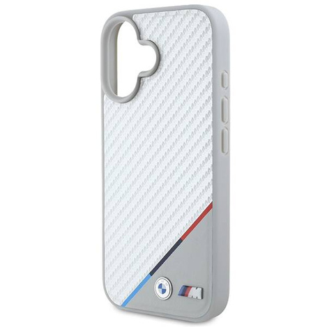 Original Case IPHONE 16 BMW Hardcase M Carbon Tricolor Line MagSafe (BMHMP16S23PUDTS) gray