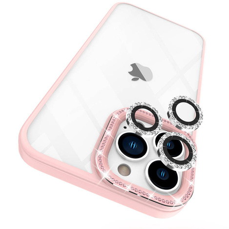 Kingxbar Sparkle Series Hülle iPhone 13 Pro mit Kristallen Rückseite rosa