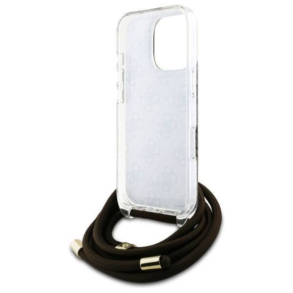 Original Handyhülle IPHONE 16 PRO Guess Hardcase Crossbody Cord 4G Print (GUHCP16LHC4SEW) braun