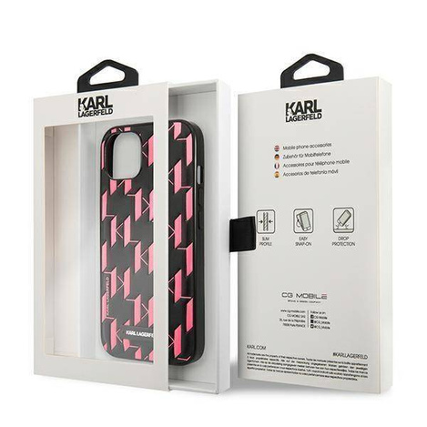 Oryginalne Etui IPHONE 13 MINI Karl Lagerfeld Hardcase Monogram Plaque (KLHCP13SMNMP1P) różowe