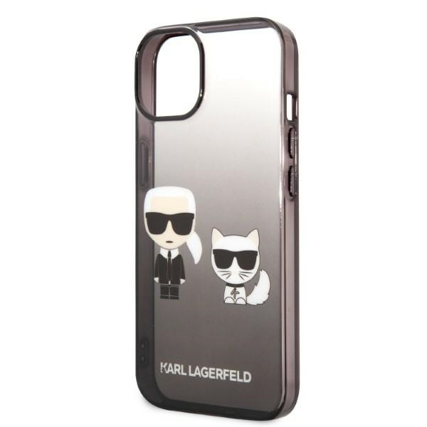 Oryginalne Etui IPHONE 14 PLUS Karl Lagerfeld Hardcase Gradient Ikonik Karl & Choupette (KLHCP14MTGKCK) czarne