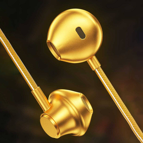 WK Design Sakin Series Kopfhörer Headset mit Fernbedienung und Mikrofon 3,5 mm Miniklinke gold (YC05)