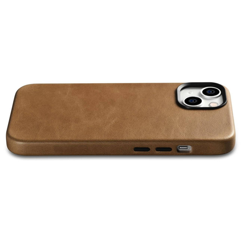 iCarer Oil Wax Premium Leather Case skórzane etui iPhone 14 Plus magnetyczne z MagSafe brązowy (WMI14220703-TN)