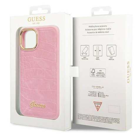 Guess Croco Collection - Etui iPhone 14 Plus (różowy)
