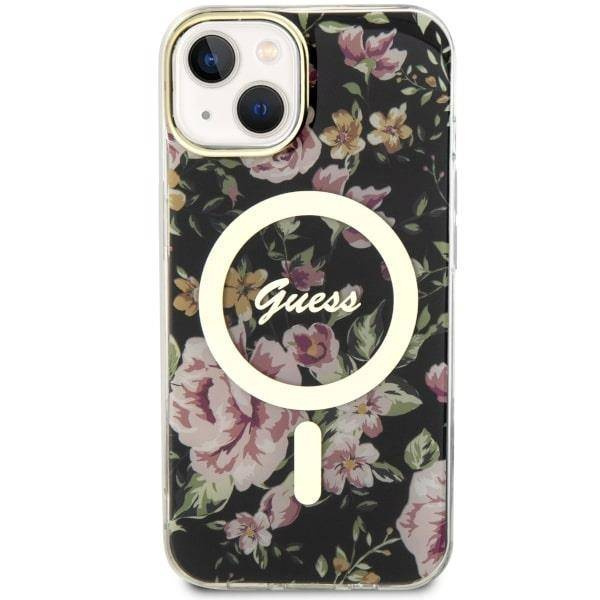 Guess GUHMP14MHCFWSK iPhone 14 Plus 6,7" schwarz/schwarz Hardcase Flower MagSafe