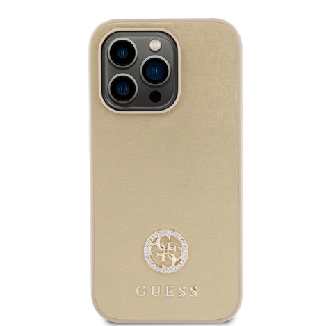 Guess GUHCP15LPS4DGPD iPhone 15 Pro 6,1&quot; Gold/Gold Hardcase Strass Metall Logo