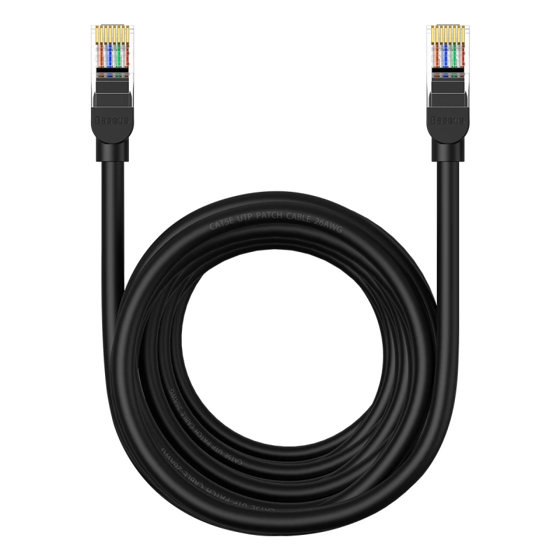Baseus High Speed ​​Cat 5 RJ-45 1000 Mbit/s Ethernet-Kabel 8 m rund – Schwarz