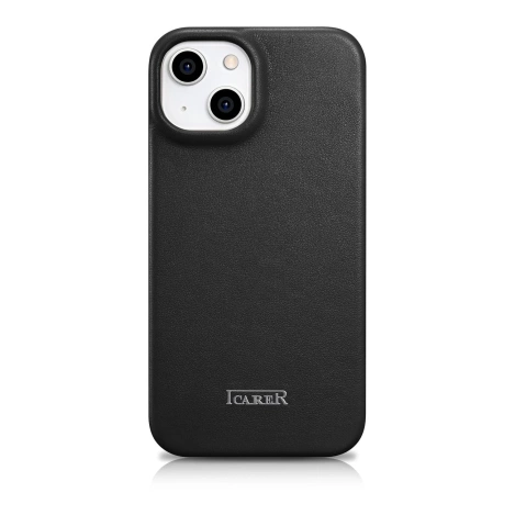 iCarer CE Premium Leather Folio Case skórzane etui iPhone 14 Plus z klapką magnetyczne MagSafe czarny (WMI14220715-BK)