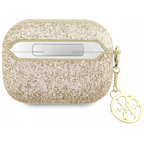 Guess GUAP2GLGSHD AirPods Pro 2 cover złoty/gold Glitter Flake 4G Charm