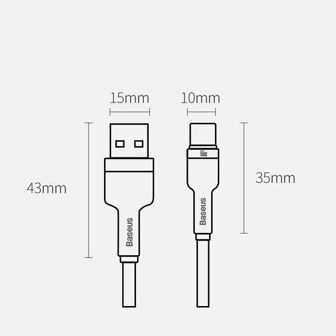 Baseus Cafule Metal Data kabel USB - USB Typ C 66W Quick Charge 25cm czarny (CAKF000001)