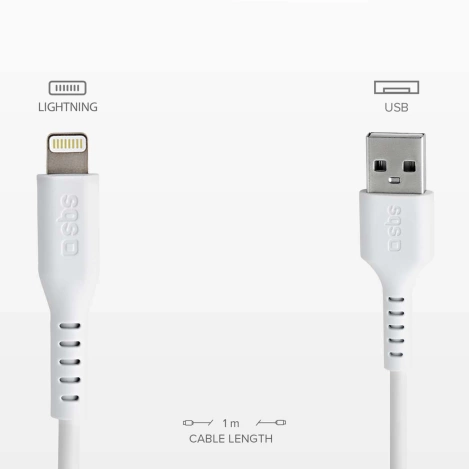 SBS TECABLEUSBIP589W USB-A – Lightning Kabel – Weiß