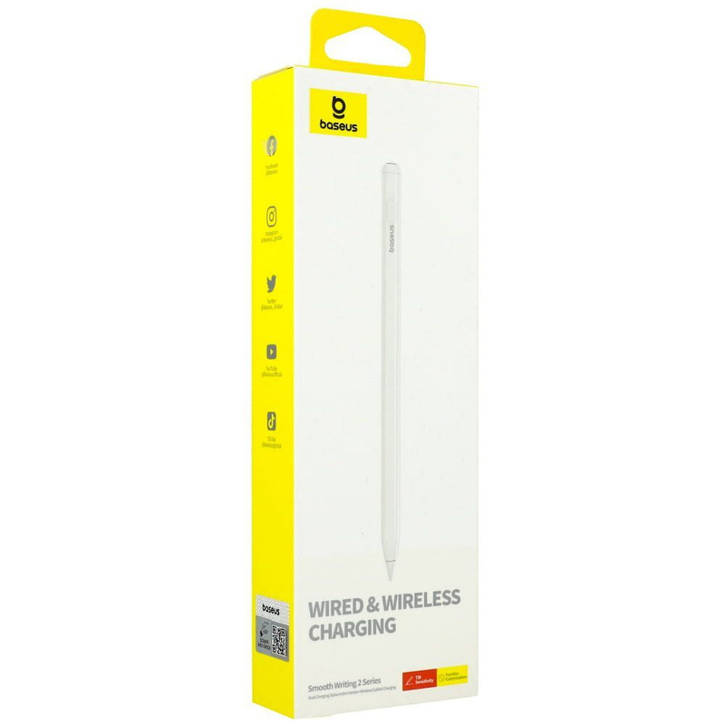 Baseus Smooth Writing 2 Overseas Edition Stylus mit aktiver Spitze für iPad mit USB-C-Kabel und austauschbarer Spitze – Weiß
