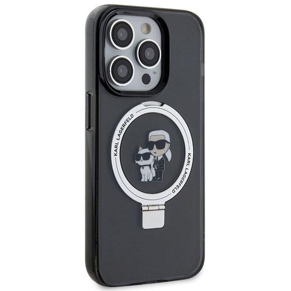 Karl Lagerfeld KLHMP13LHMRSKCK iPhone 13 Pro 6,1&quot; schwarz/schwarz Hardcase Ringständer Karl&amp;Choupette MagSafe