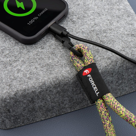 Smycz do telefonu na nadgarstek z regulacją długości Forcell F-Design R10X40 (max 20cm w pętli) zielono różowo fioletowa