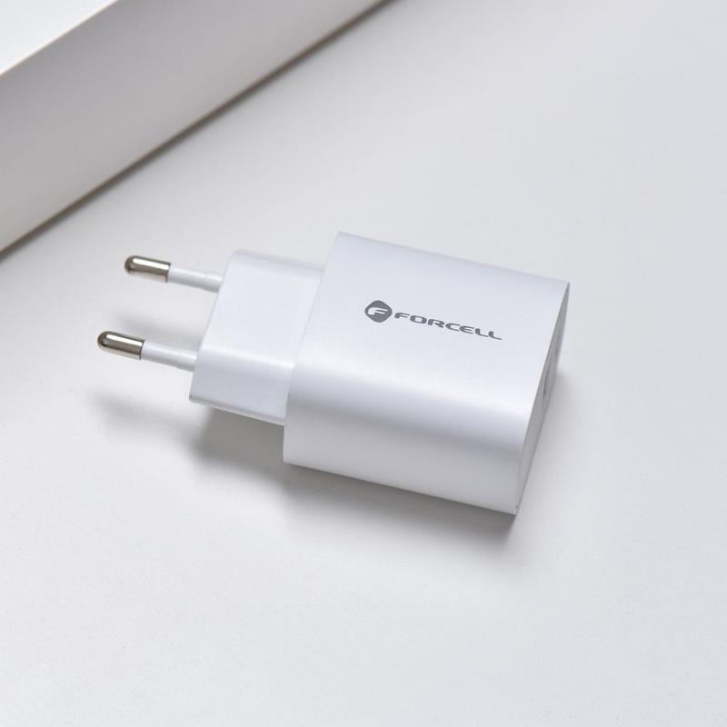 Forcell Ładowarka Sieciowa - 3A 30W z dwoma portami: USB typ C i USB A z ładowaniem PD i QC 4.0