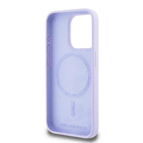 Original Case IPHONE 15 PRO Karl Lagerfeld Hardcase Silicone KC Heads Ring MagSafe (KLHMP15LSCMKCRHU) purple