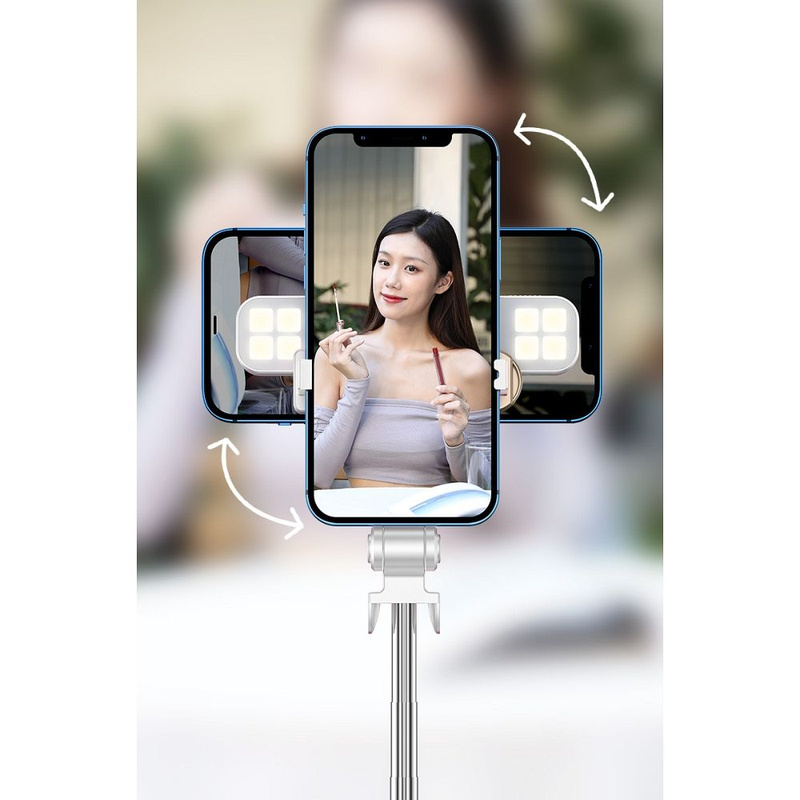 Zestaw / uchwyt selfie z pilotem na bluetooth tripod LED  SSTR-20 biały
