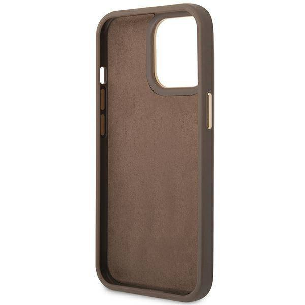 Original Case IPHONE 14 PRO Guess Hard Case 4G Vintage Gold Logo (GUHCP14LHG4SHW) brown