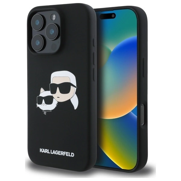 Karl Lagerfeld KLHMP16LSKCHPPLK iPhone 16 Pro czarny/black HC MagSafe Sil Double Heads Print