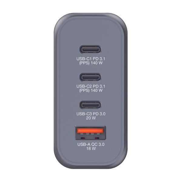 Verbatim Ładowarka sieciowa GaN 200W 3xUSB-C/USB-A + Adapter EU/UK/US GNC-200 32204