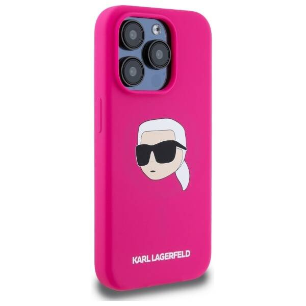KARL LAGERFELD futerał do IPHONE 15 Pro Max kompatybilny z MagSafe KLHMP15XSKHPPLF (SIL KL Head Print) fuschia