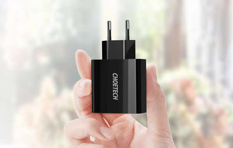 Choetech dwuportowa ładowarka USB-A z cyfrowym wyświetlaczem 11W wtyczka EU czarny (C0028)
