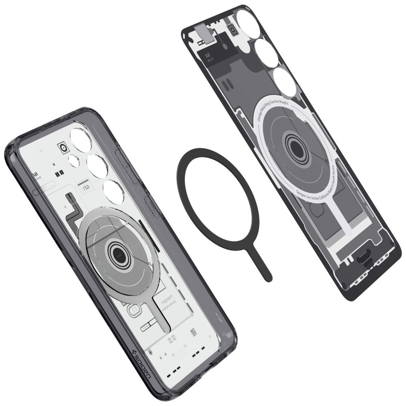 Etui Spigen Ultra Hybrid OneTap Ring z MagSafe na Samsung Galaxy S24 - przezroczyste (wzór Zero One)