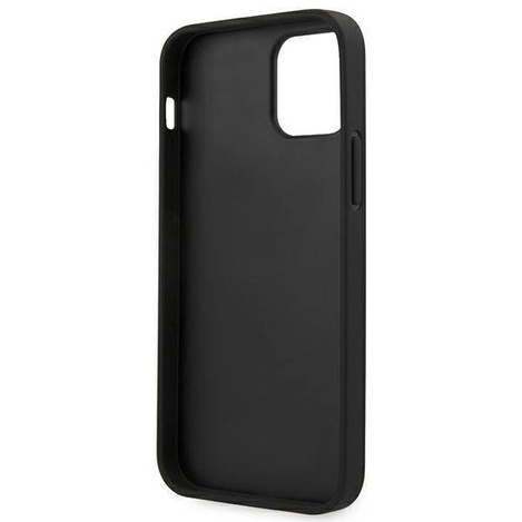 Original Handyhülle IPHONE 12 / 12 PRO Guess Hard Case 4G Metal Gold Logo (GUHCP12MG4GFGR) grau