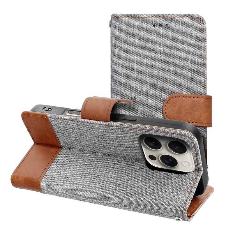Kabura JEANS Book do IPHONE 16 Pro szary