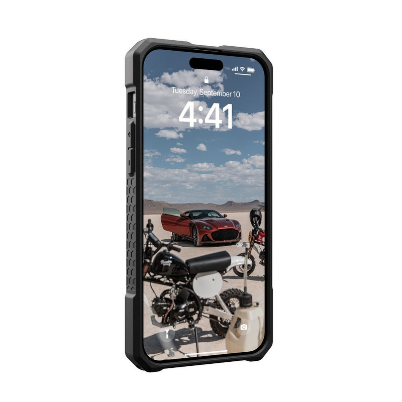 UAG Monarch Pro - Schutzhülle für iPhone 15 Plus, kompatibel mit MagSafe (Kevlar schwarz)