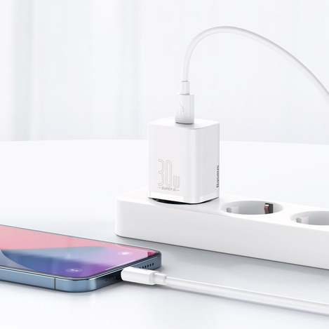 Baseus Super Si 1C fast wall charger USB Type C 30 W Power Delivery Quick Charge white (CCSUP-J02)