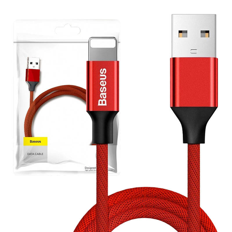 Baseus Yiven kabel przewód w materiałowym oplocie USB / Lightning 1,8M czerwony (CALYW-A09)