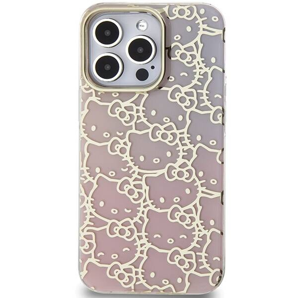 Hello Kitty IML Gradient Electrop Crowded Kitty Head Hülle für iPhone 15 Pro – Pink