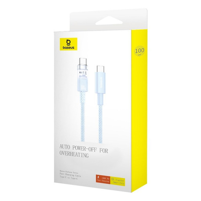 BASEUS kabel Typ C do Typ C Explorer Power Delivery 100W 1m niebieski P10319703311-00 / CB000043