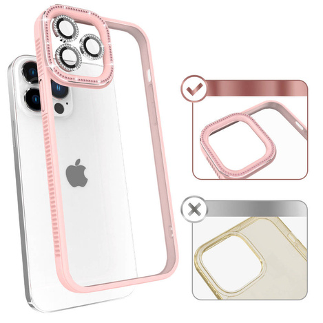 Kingxbar Sparkle Series Hülle iPhone 13 Pro mit Kristallen Rückseite rosa