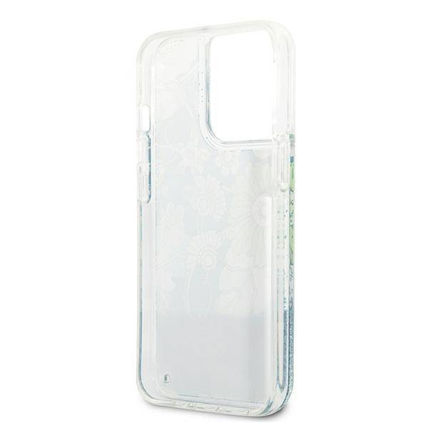 Guess GUHCP13LLFLSN iPhone 13 Pro / 13 6,1" zielony/green hardcase Flower Liquid Glitter