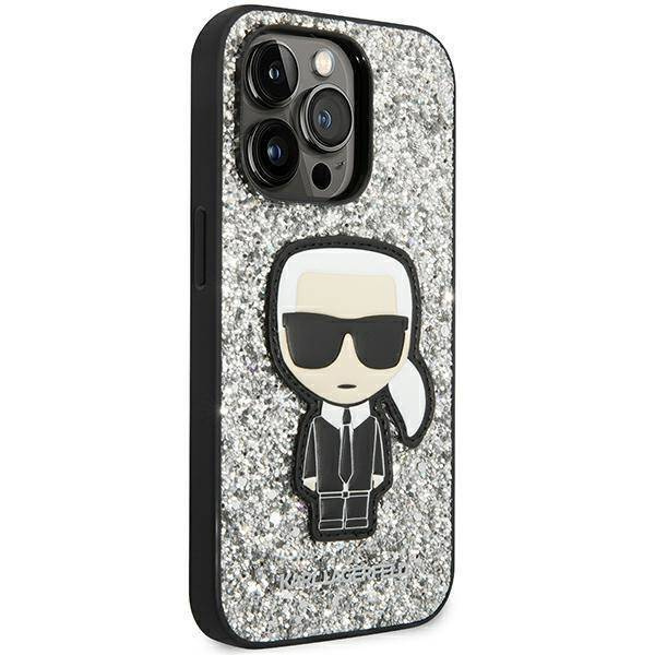 Karl Lagerfeld KLHCP14XGFKPG iPhone 14 Pro Max 6.7&quot; Hardcase silber / silber Glitter Flakes Ikonik