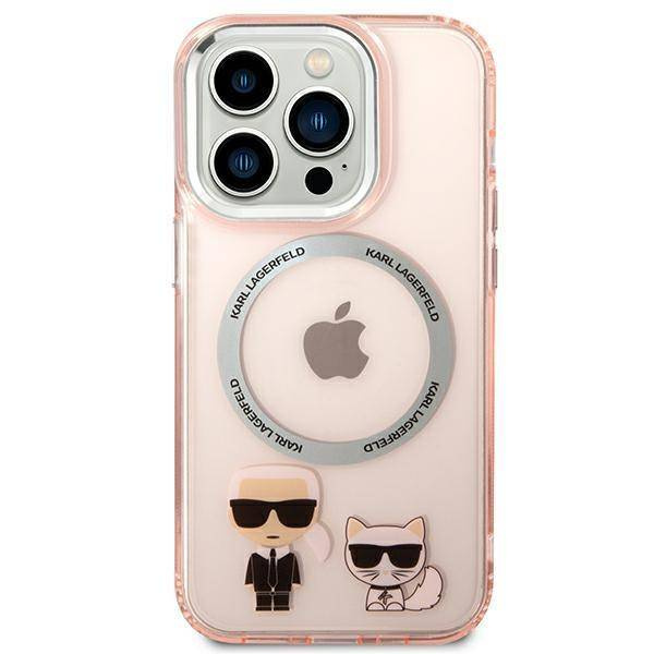 Karl Lagerfeld KLHMP14XHKCP iPhone 14 Pro Max 6.7" Hardcase pink / pink Karl & Choupette Aluminium Magsafe