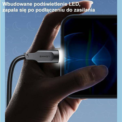 USAMS Kabel lightning Fast Charging 2,4A Lithe Series 1,2m czarny/black SJ565USB01(US-SJ565)