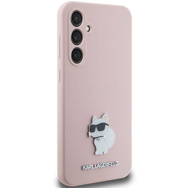 Etui Karl Lagerfeld Silicone Choupette Metal Pin na Samsung Galaxy S23 FE - różowe