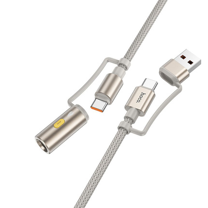 HOCO kabel All-in-one USB A / Typ C do Typ C / Zapalniczka samochodowa 3A 60W U138 1,2 m szary