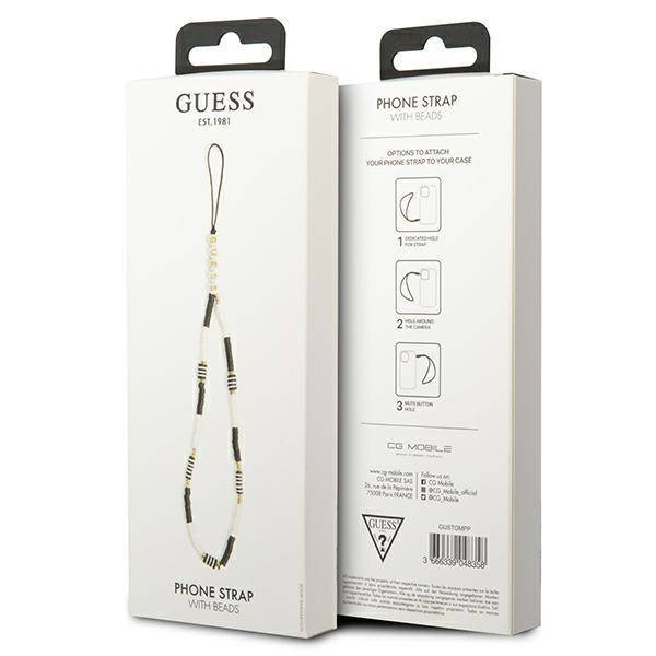Guess Anhänger GUSTBCKH Phone Strap Heishi Beads schwarz-weiß / schwarz-weiß