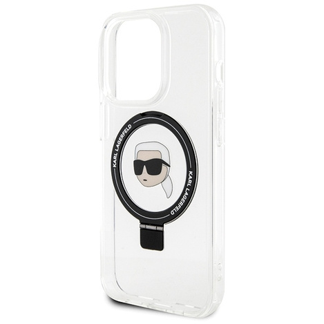 Karl Lagerfeld KLHMP15LHMRSKHH iPhone 15 Pro 6,1&quot; weiß/weiß Hardcase Ring Stand Karl Head MagSafe
