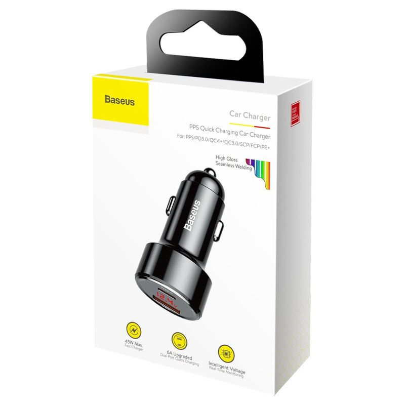 Baseus Magic Series PPS - ładowarka samochodowa Quick Charge 4.0+ / QC3.0 45W 6A czarny (CCMLC20C-01)
