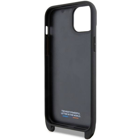 BMW M Edition Carbon Tricolor Lines & Strap case for iPhone 15 / 14 / 13 - black